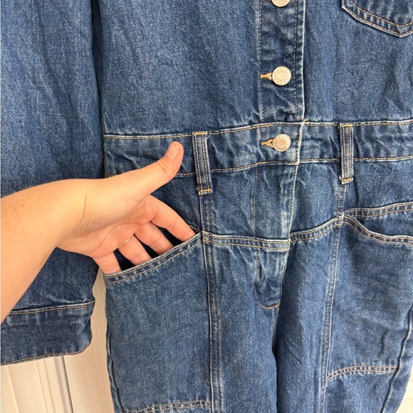 Mango Blue Denim Romper Size Small - Picture 2 of 6